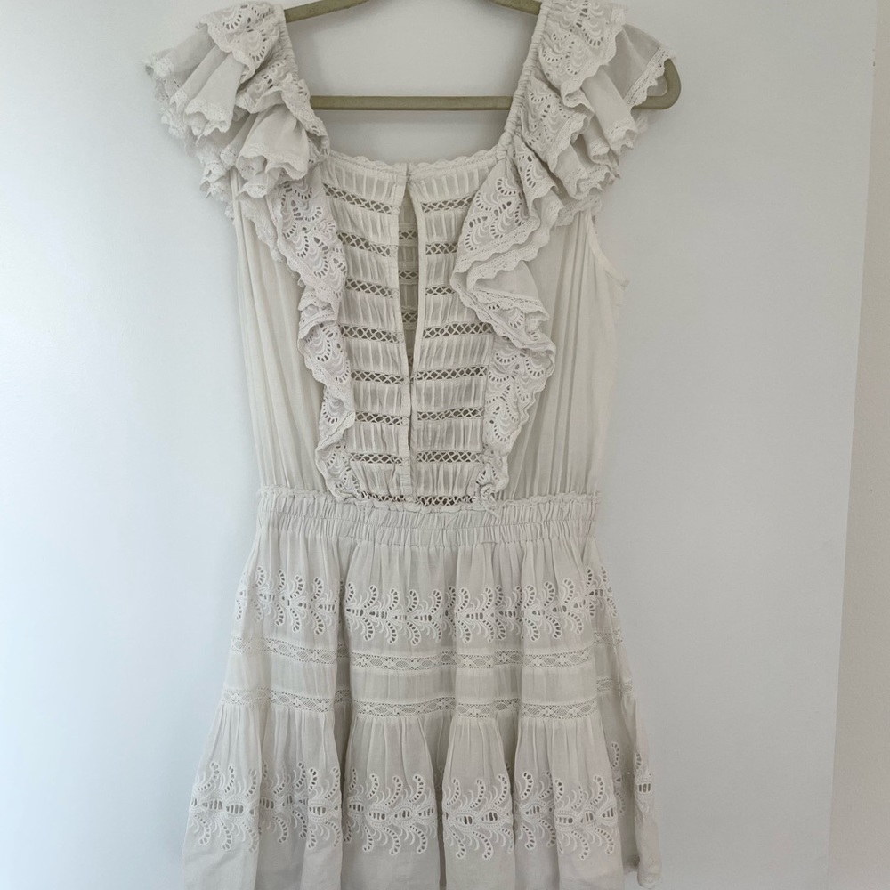 LSF White Ruffle & Eyelet Mini Dress - Picture 2 of 7